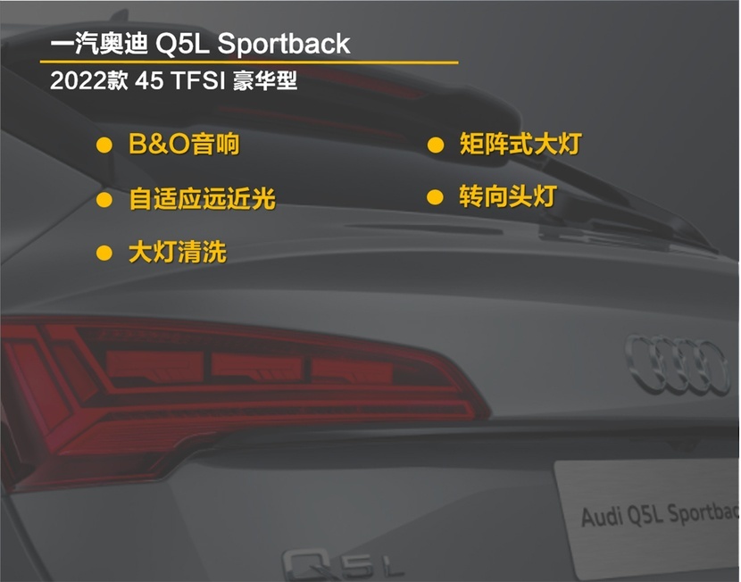 博鱼体育标配内容丰富 强推入门版 Q5L Sportback购车手册(图11)